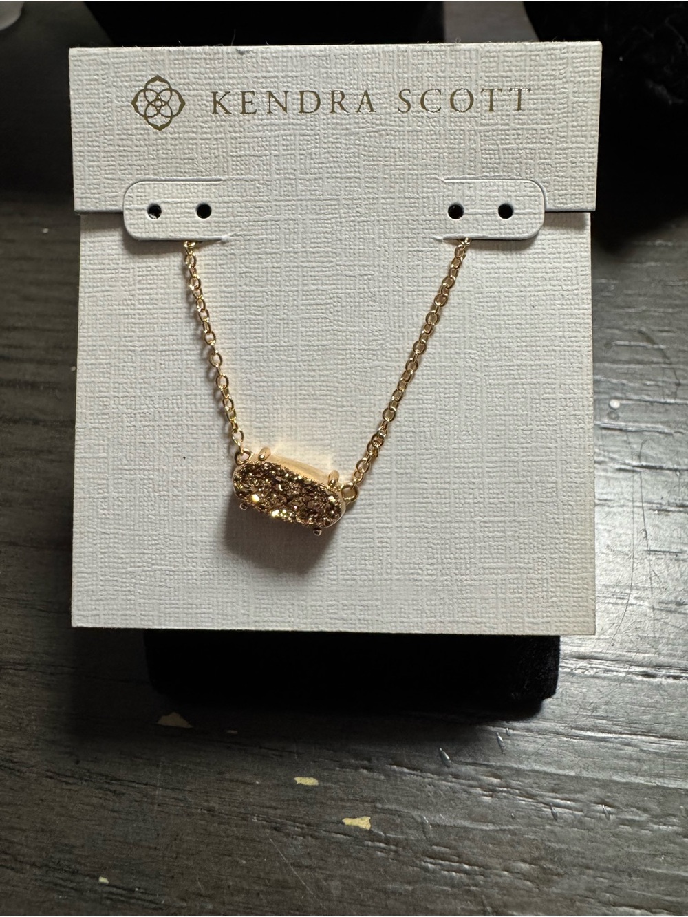 Kendra Scott Gold Sparkle Druzy Bar Necklace